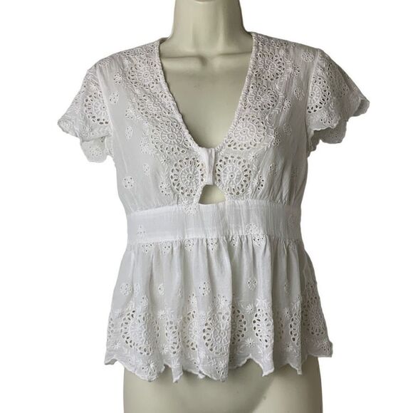 Free People Truly Yours Eyelet Top Size XS - Picture 1 of 6